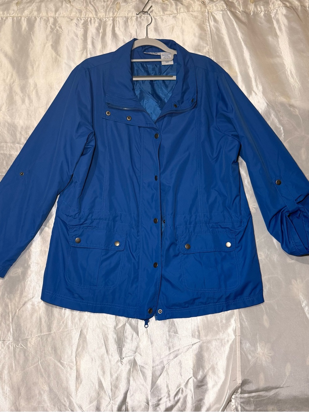 Vintage Y2K Blair Blue Utility Jacket Women’s Large Lightweight Anorak Rain Coat